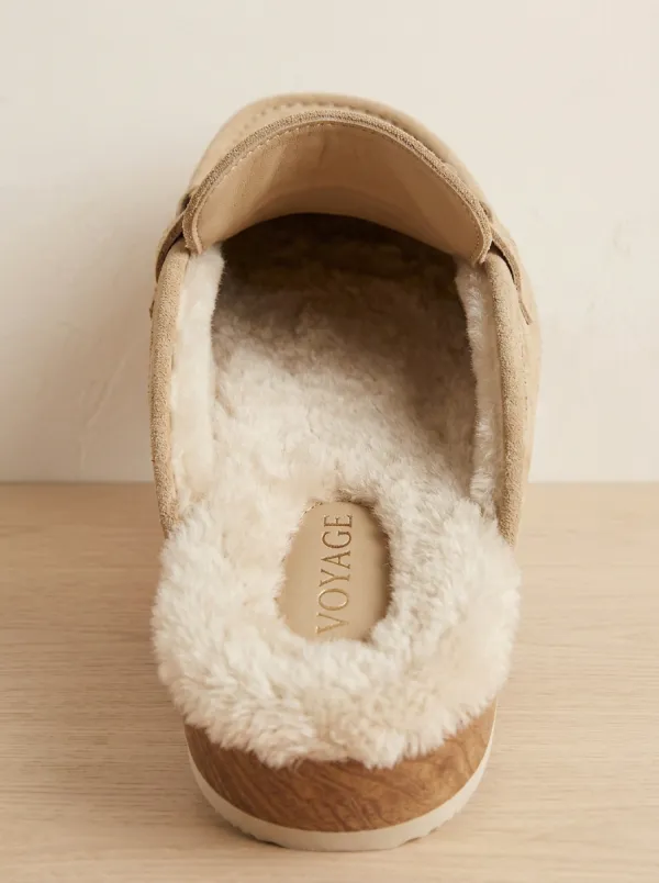 Women's Worksite Faux Fur Lined Casual Suede Wood Sole Loafers