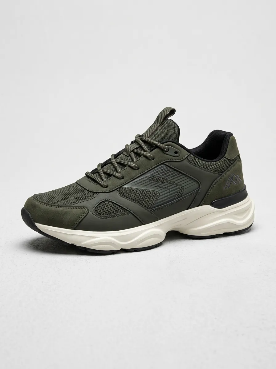 Men's Olive Green Tactical Olive Green Mesh Athletic Sneakers
