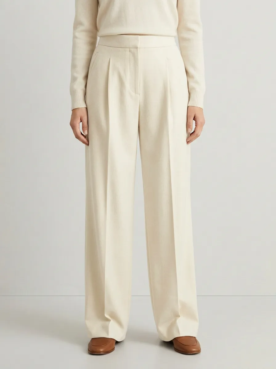 Refined Detail Pleated Wide-Leg Trousers
