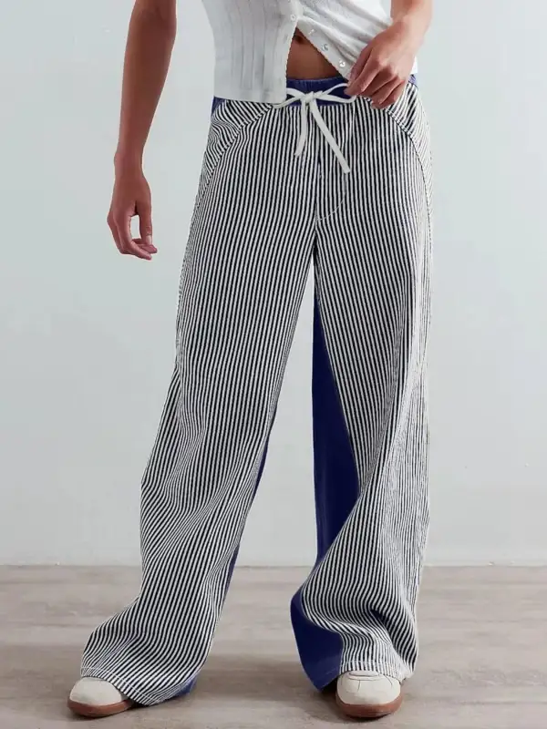 Relaxed Striped Wide Leg Jeans