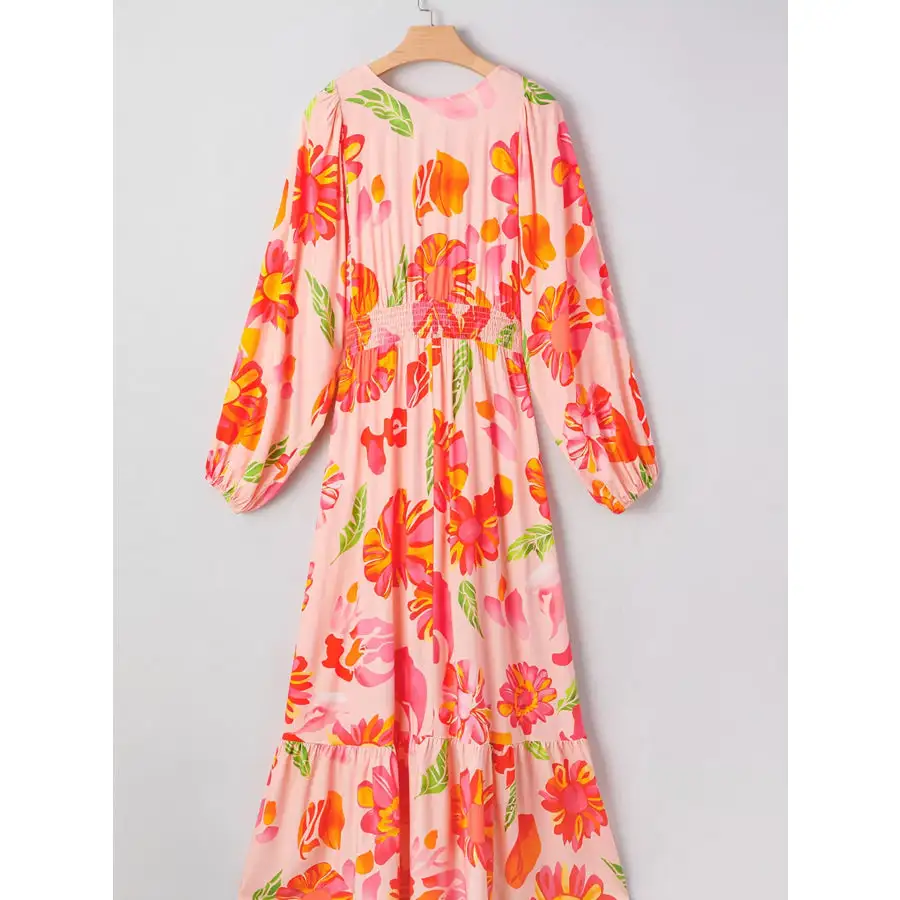 Smocked Floral Long Sleeve Maxi Dress