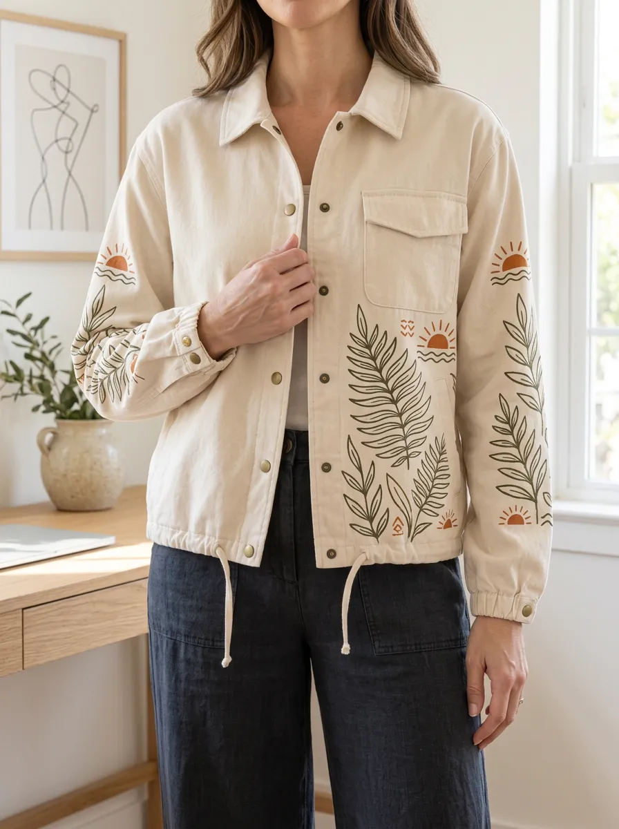 Women's Classic Boho Nature Lover Sun Fern Jacket