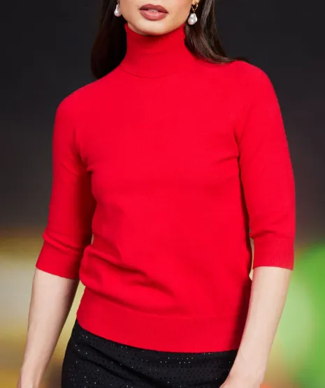 High Neck 3Q Sleeve Sweater