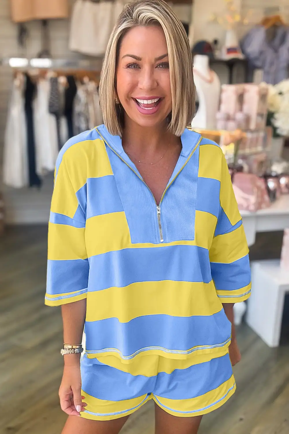 Stripe Shorts Relaxed Shorts Lounge Set Look