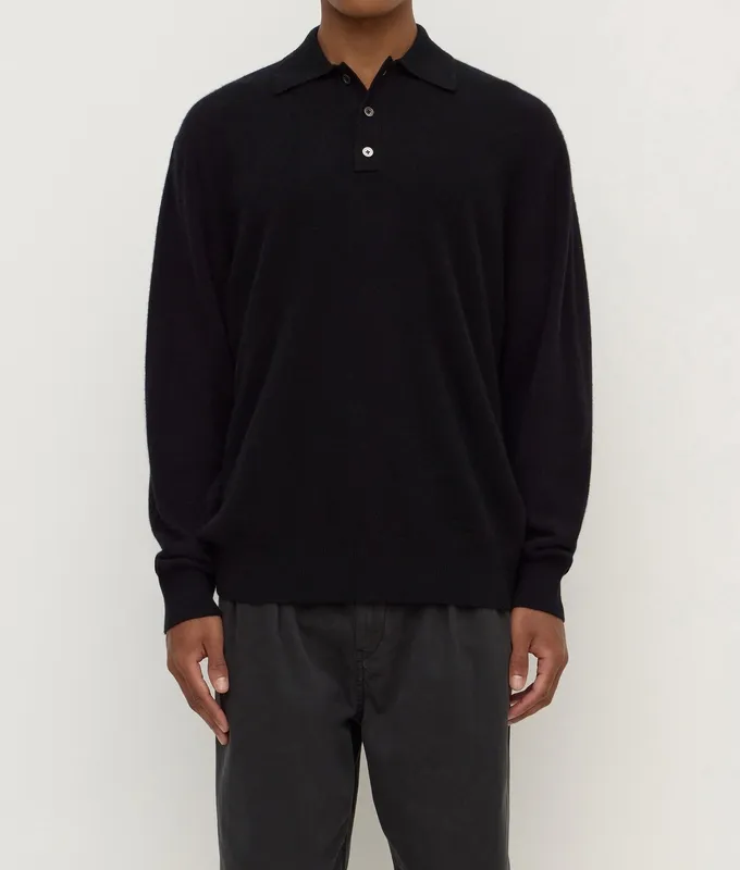 Black Cashmere Knit Polo