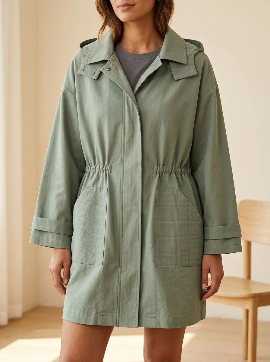 Casual Plaid Pocket Hooded Jacket