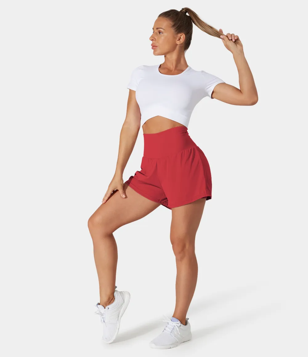 2026🔥  Super High Waisted Back Pocket & Side Hidden Pocket 2-in-1 Yoga Shorts 2.5