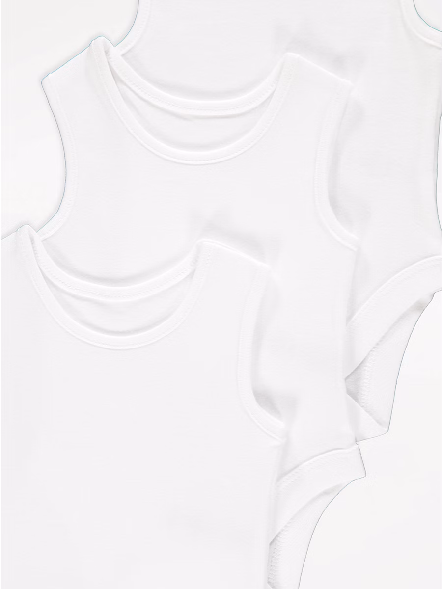 White Sleeveless Bodysuits 3 Pack detail 1