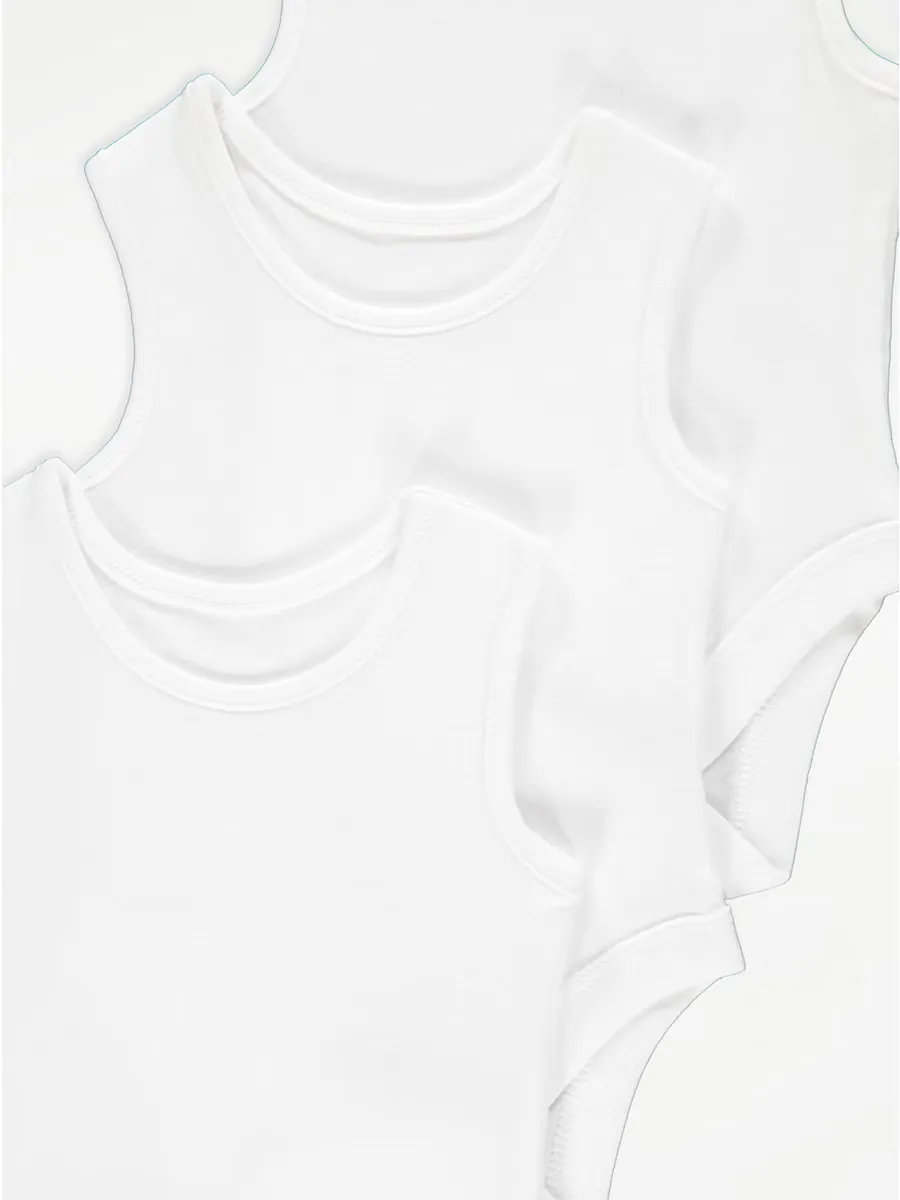 White Sleeveless Bodysuits 3 Pack
