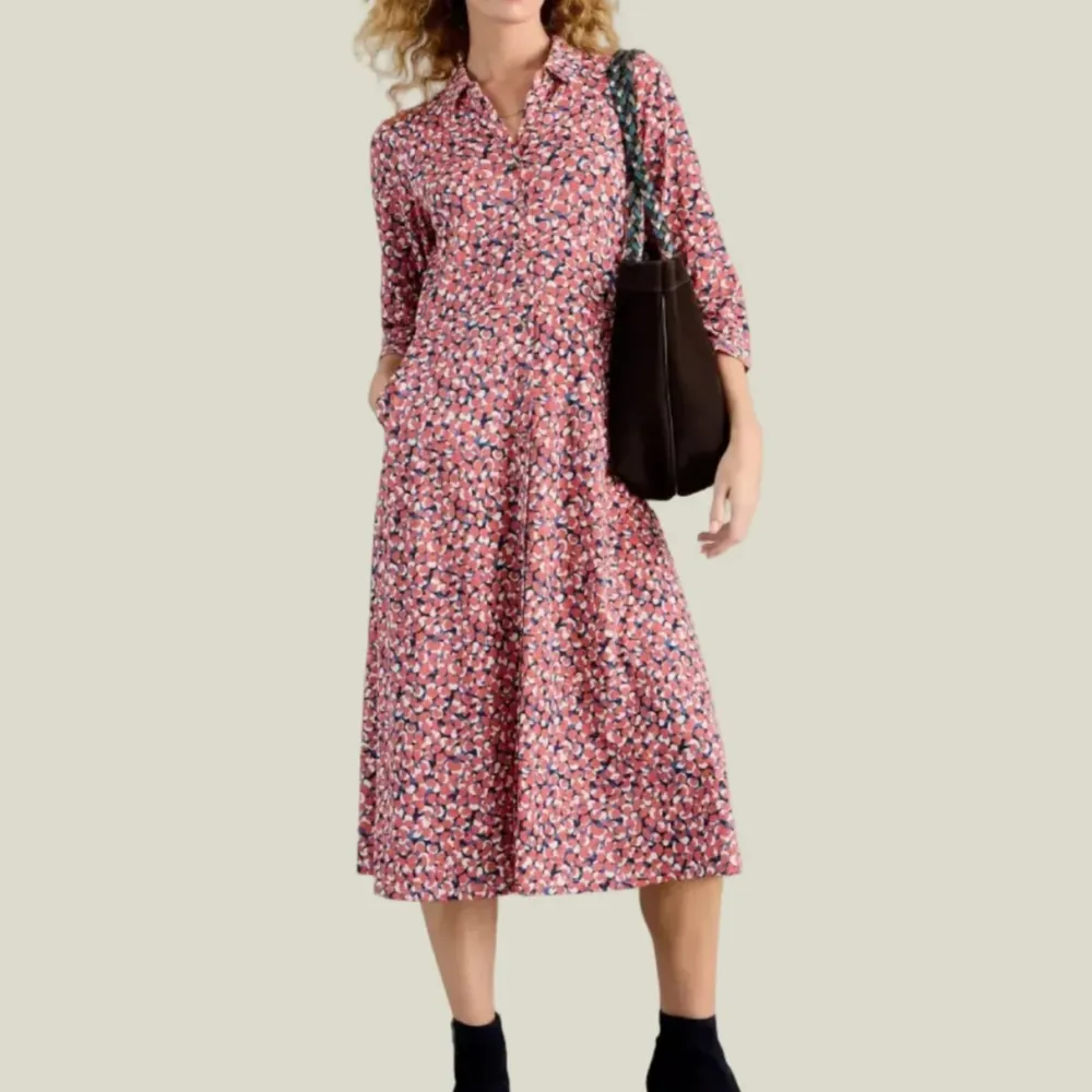 Classic Shirt-Dress Jersey Women's Midi Dress