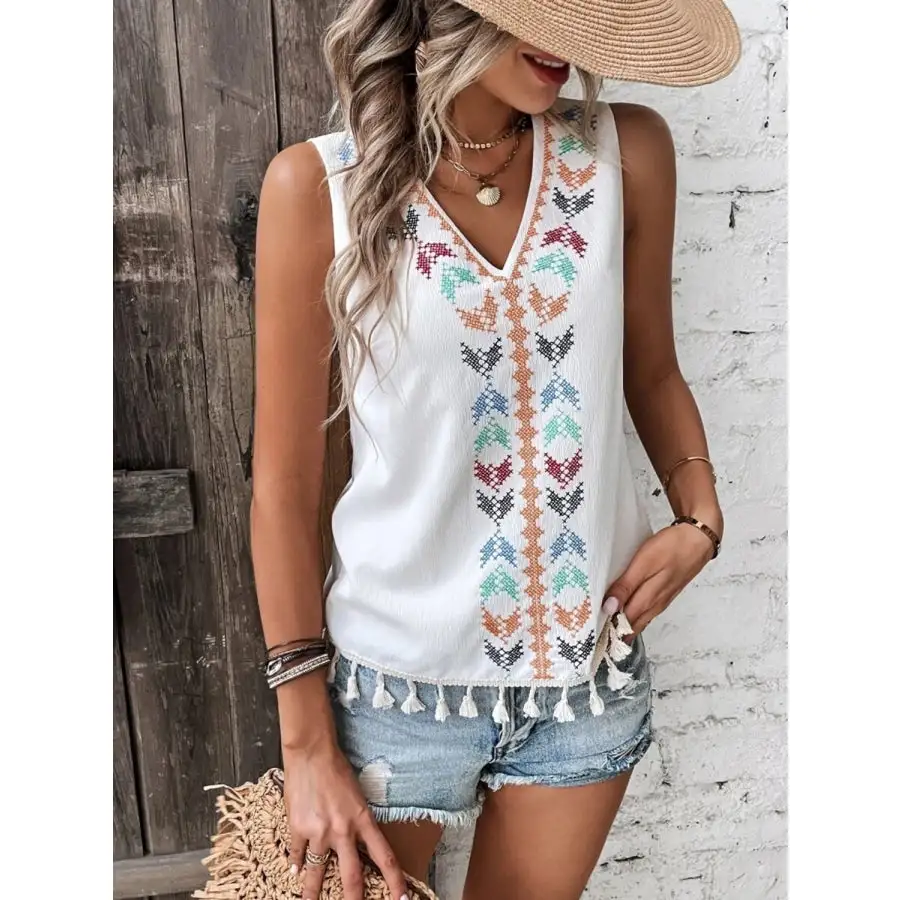 Tassel V Neck Tank