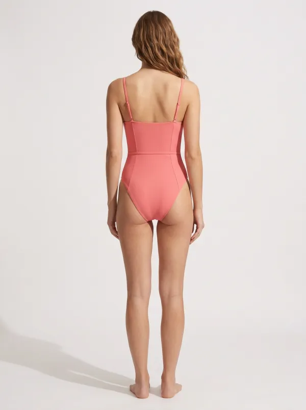 Women's Modern Spaghetti-Strap Ribbed One-Piece Swimsuit