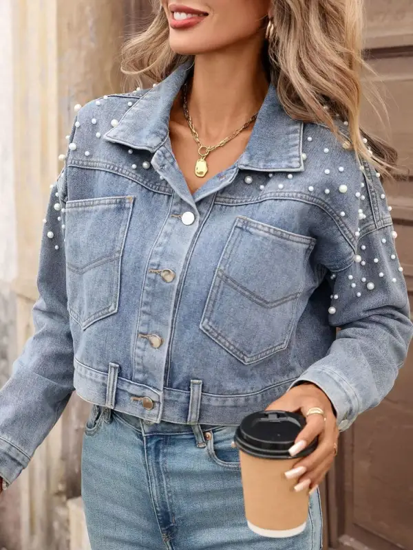 Pearl Embellished Cropped Jacket