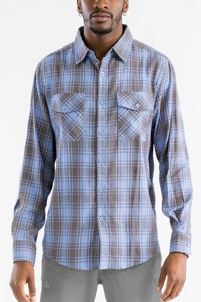 Burgundy White Brushed Flannel Shirt