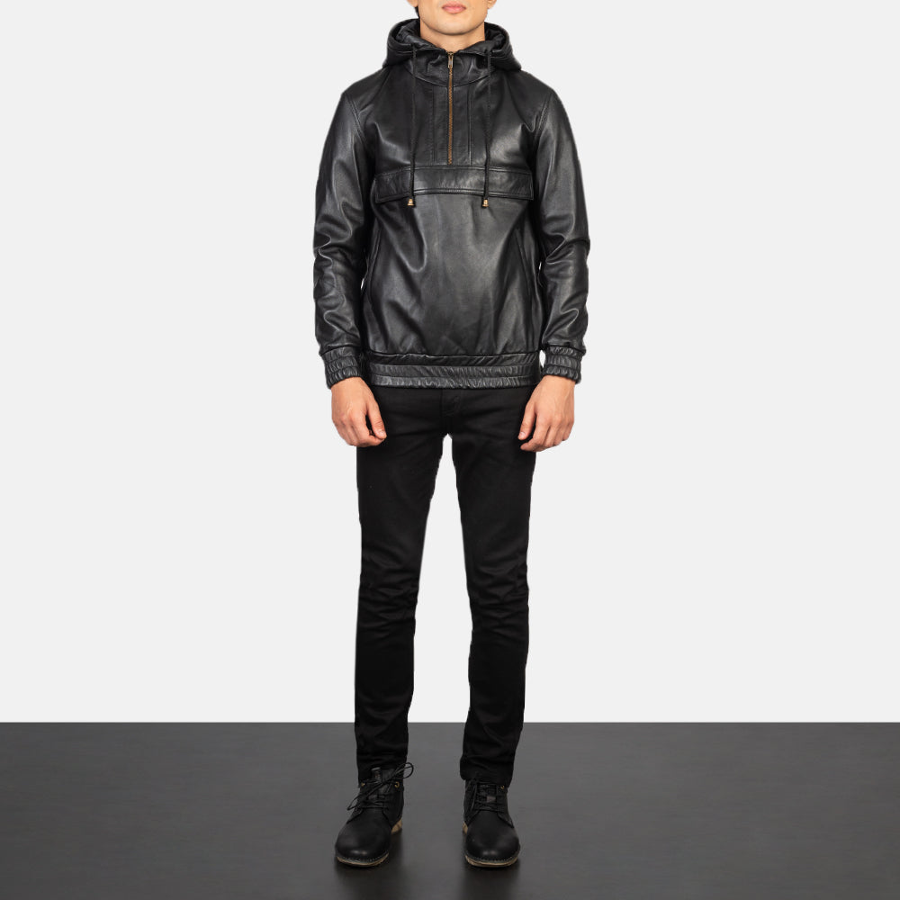 Men's Utility Hooded Leather Jacket