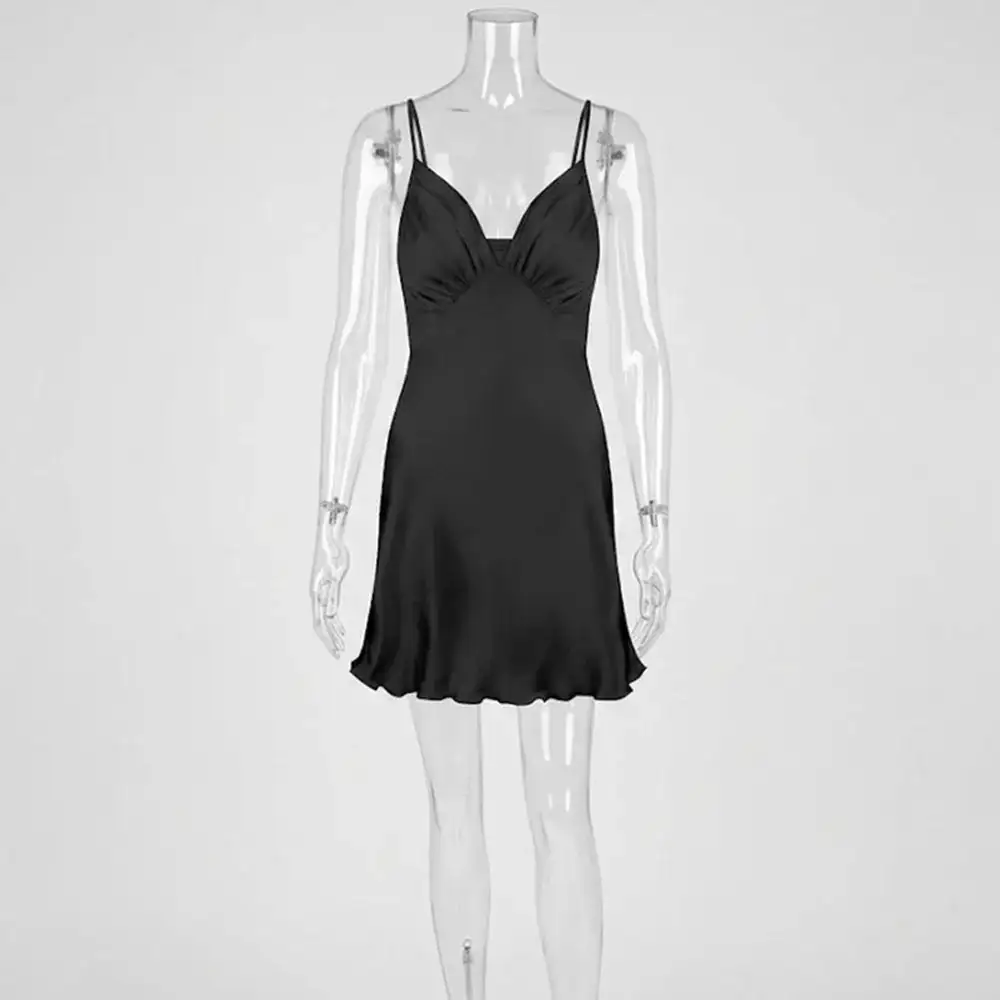 Satin Spaghetti Strap Jacquard Print Slip Mini Dress