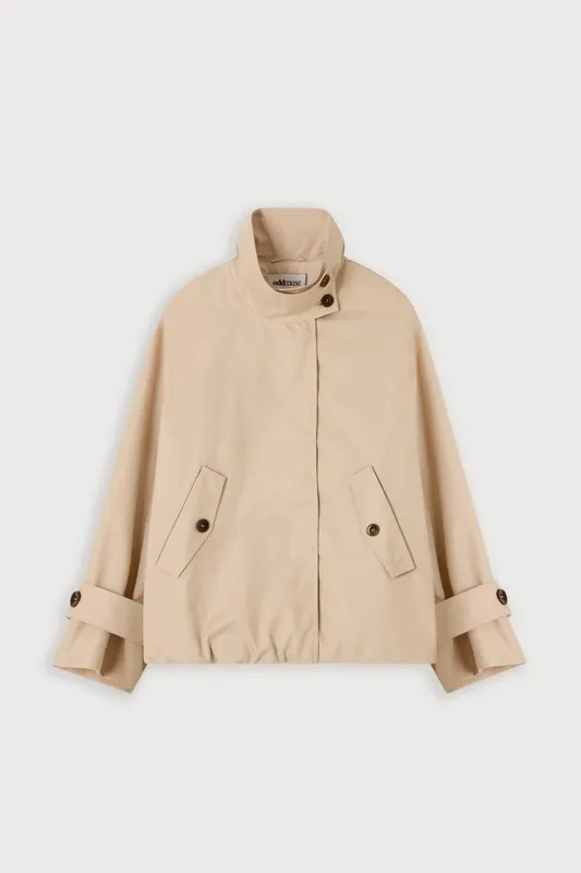 Cream Oversized Funnel-Neck Jacket