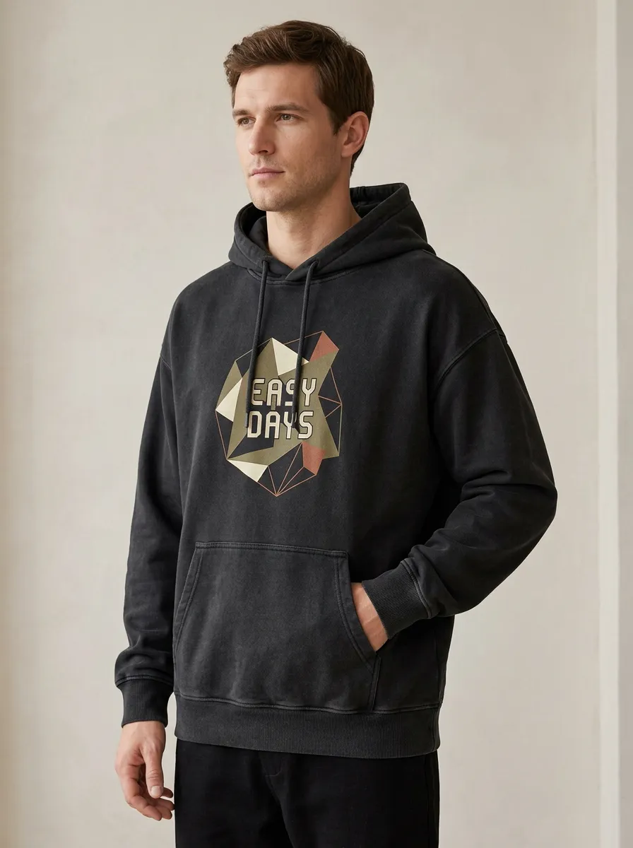 Men's Easy Geometric Pattern Print Hoodie