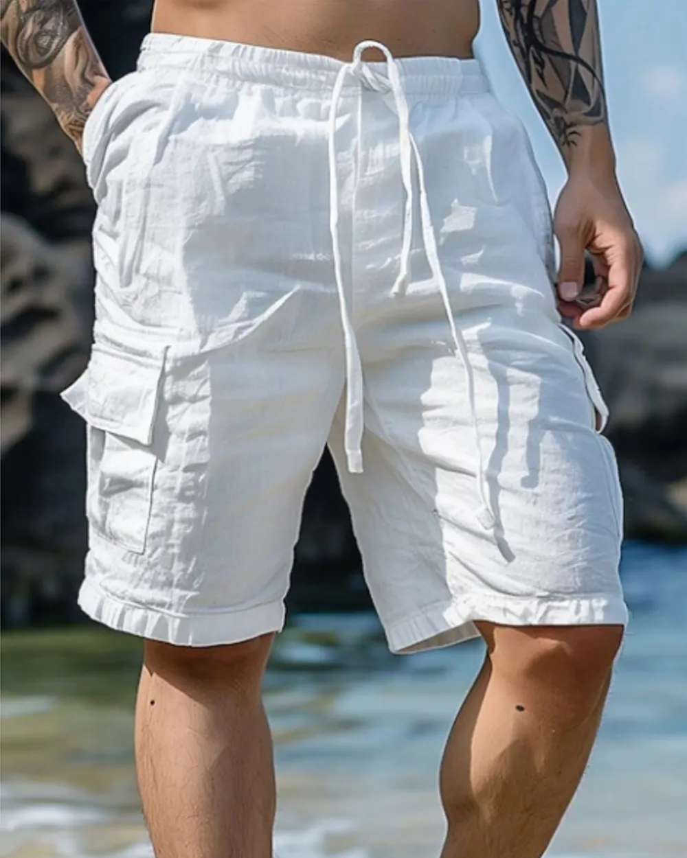 Cotton Linen Utility Shorts