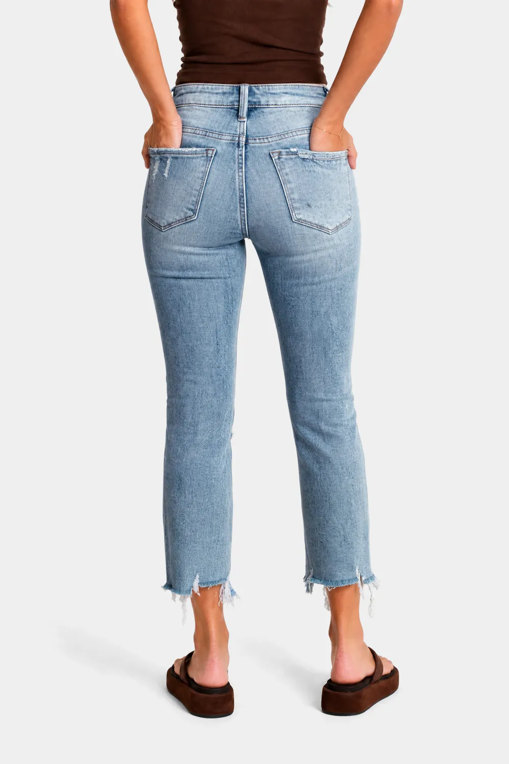 Women's High Rise Cropped Zip Fly Jeans