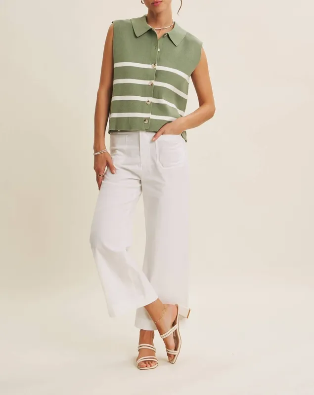Ribbed Button-Down Sweater Vest