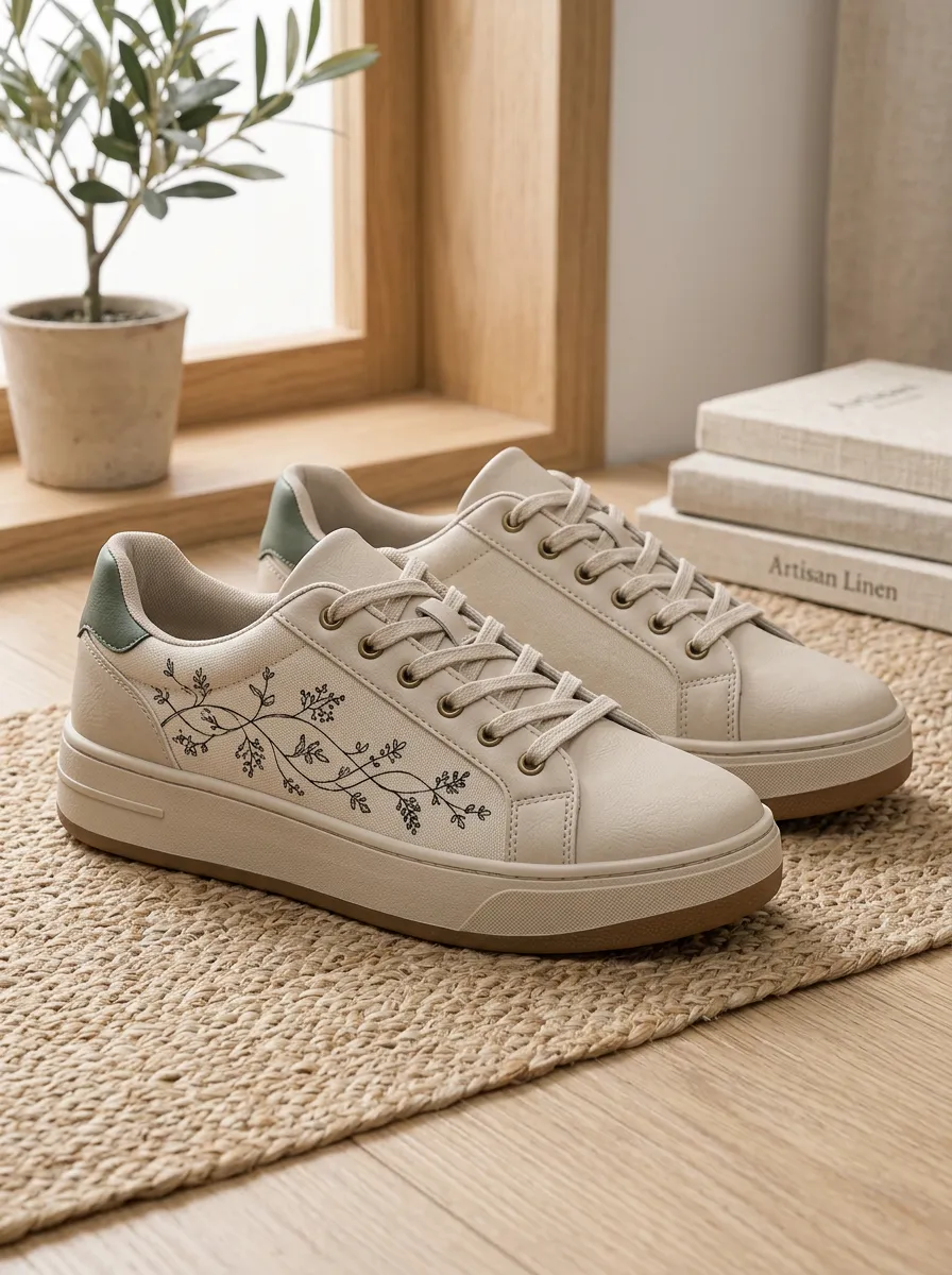 Women's Botanical Floral Vine Printed Casual Sneakers