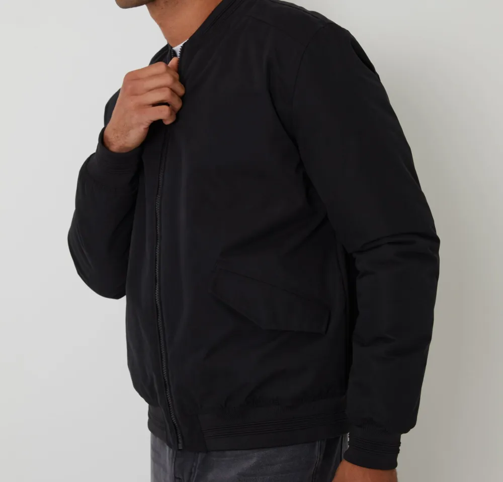 Men's Black Padded Bomber Jacket