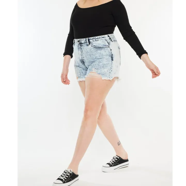 Full Size Distressed High Waist Denim Shorts