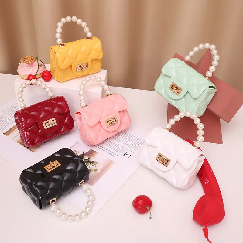 Compact Pearl Chain Strap Clutch Bag