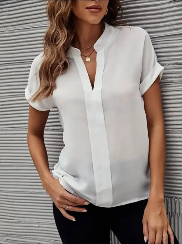 Easy Elegance V-Neck Short Sleeve Blouse