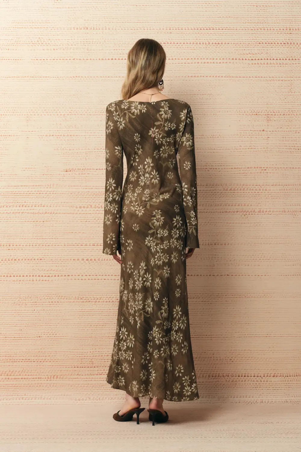 Hand-Painted Floral Viscose Maxi Dress