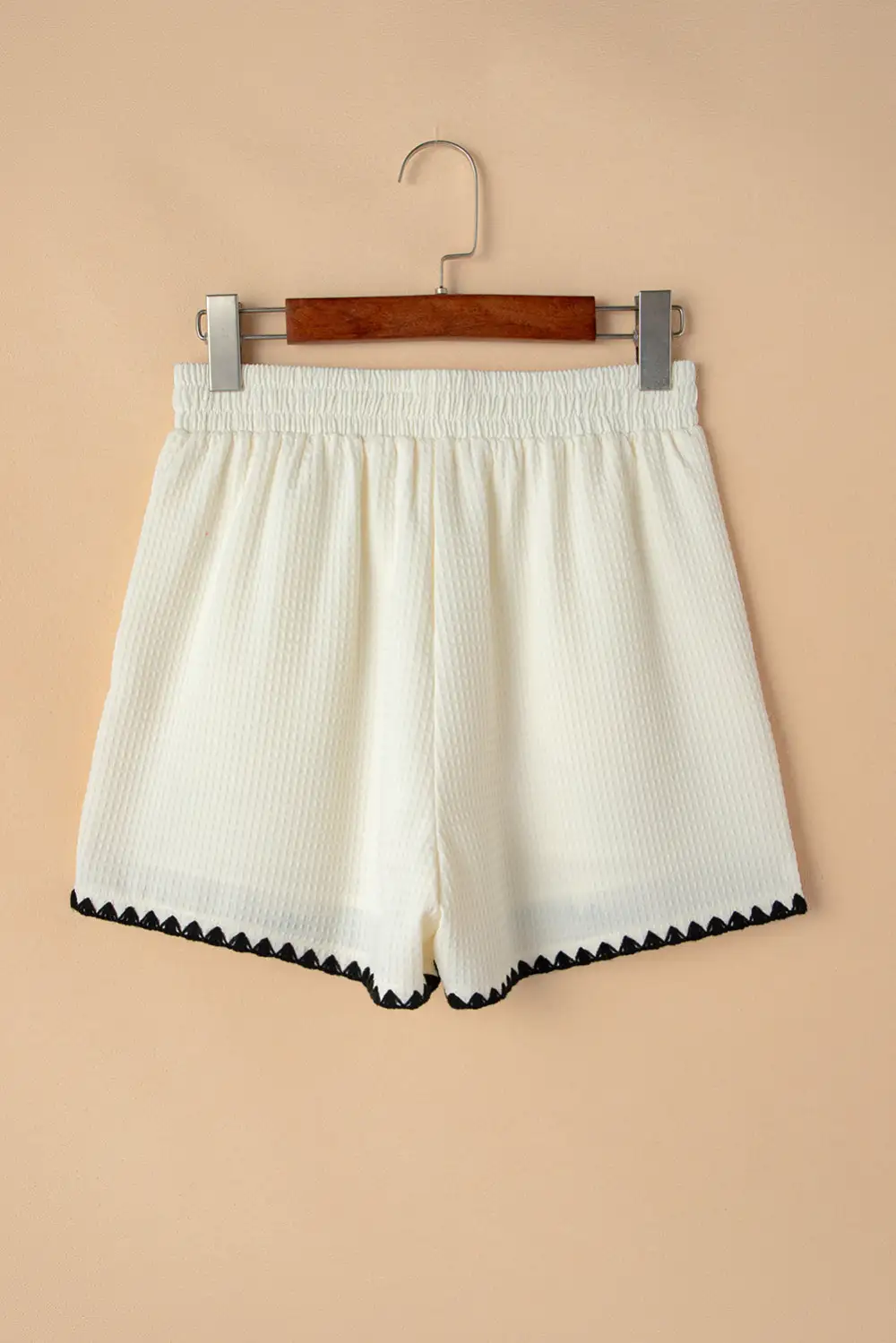 White Waffle Texture Contrast Ricrac Hemline