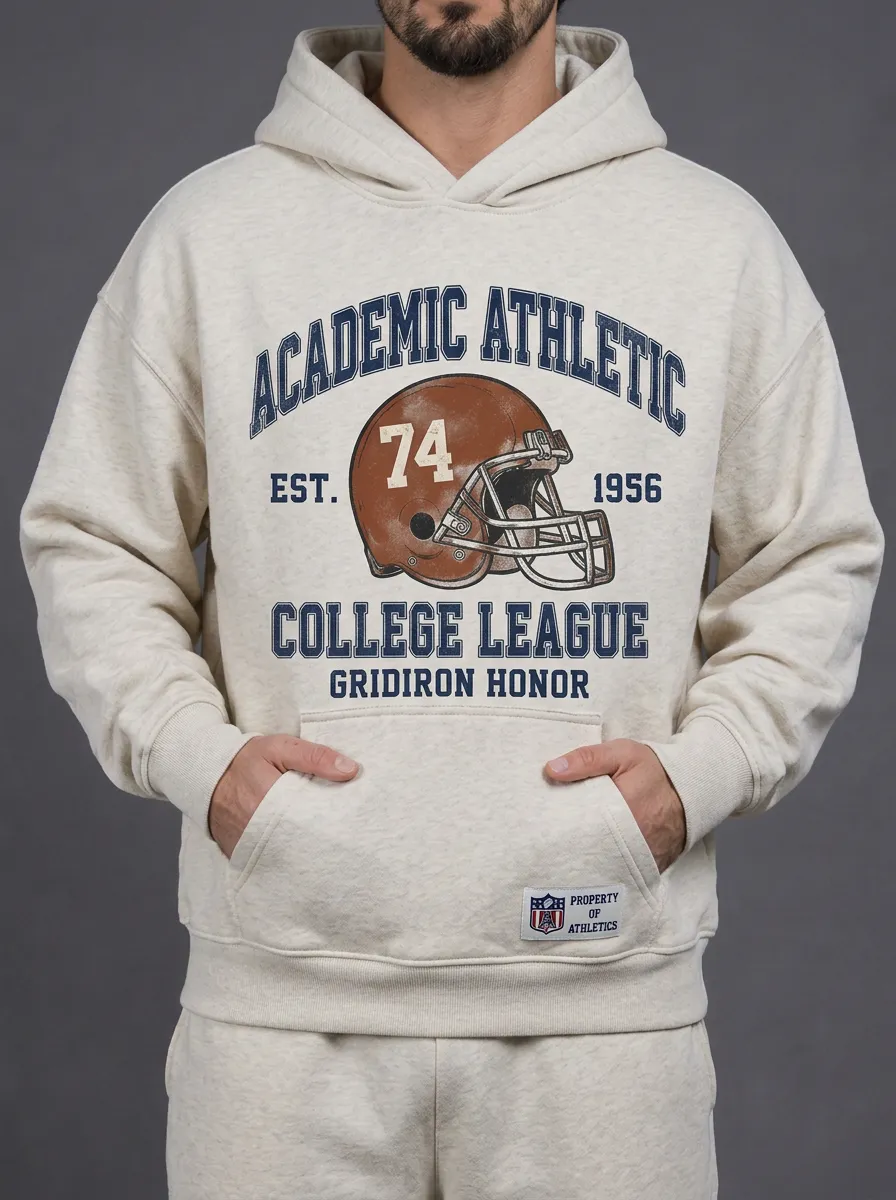 Men's Academic Athletic Football Helmet Printed Hoodie