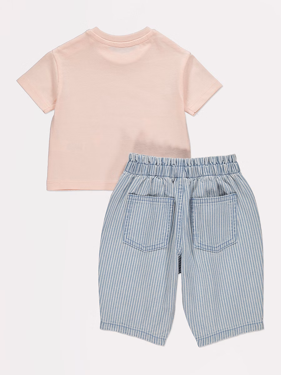Pink Cherry Sweetie T-Shirt and Striped Jeans Outfit detail 2