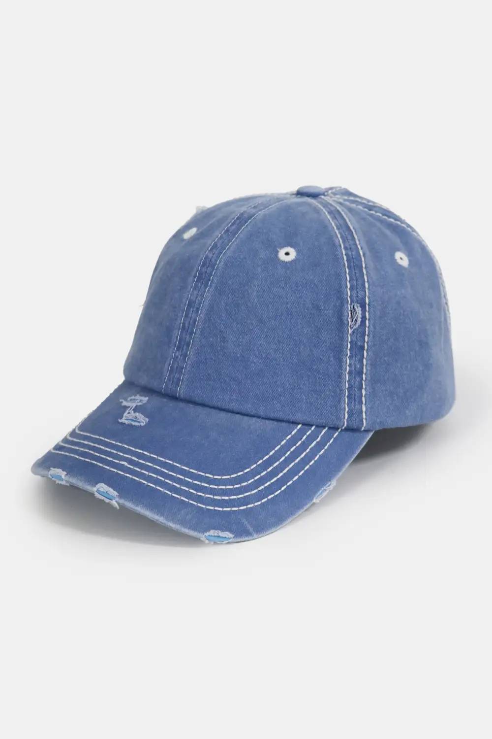 Distressed Denim Baseball Cap