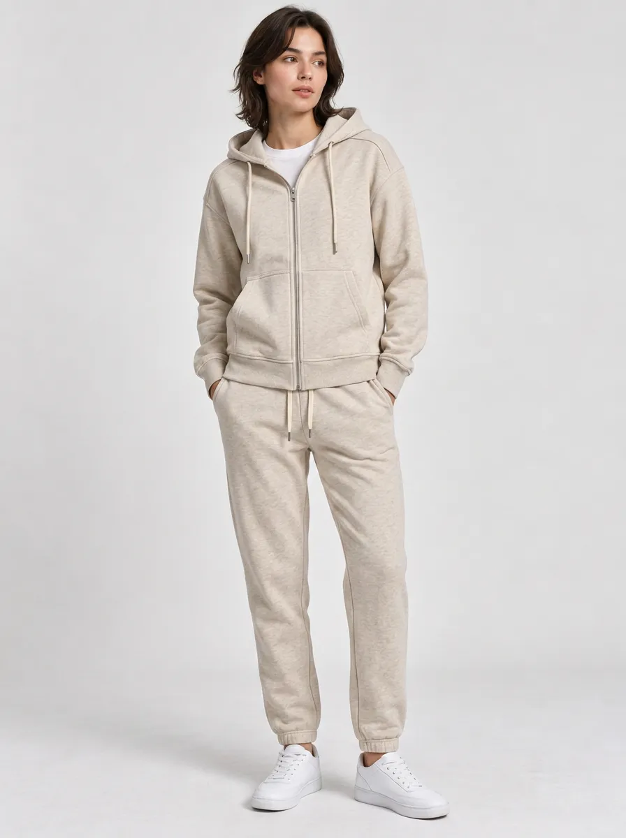 Unisex Modern Hooded Zip Printed Jogger Set