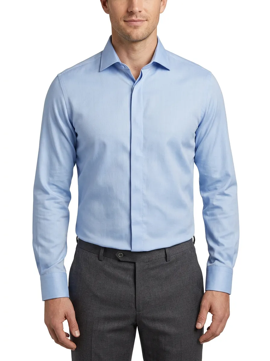 Men's Classic Business Long-Sleeve Solid Dress Shirt