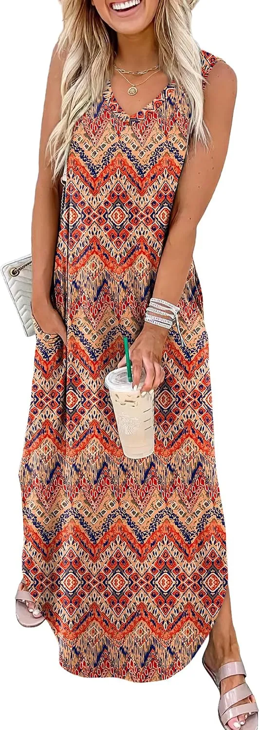 Sampeel Summer Dresses Maxi Dress Vacation Beach Sundresses 2025 with Pockets