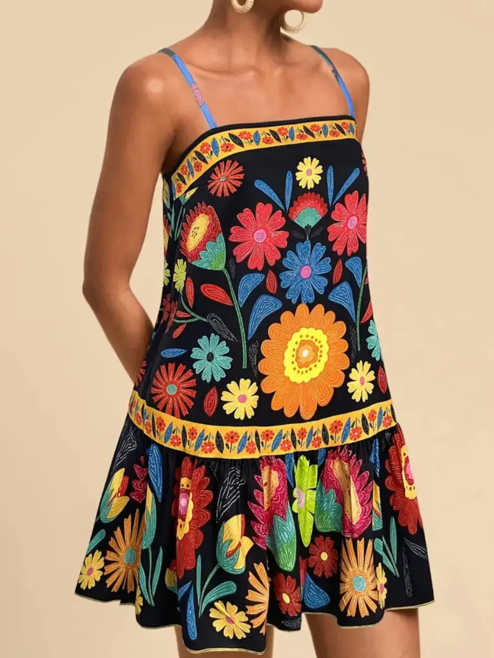 Floral Printed Sleeveless Mini Dress