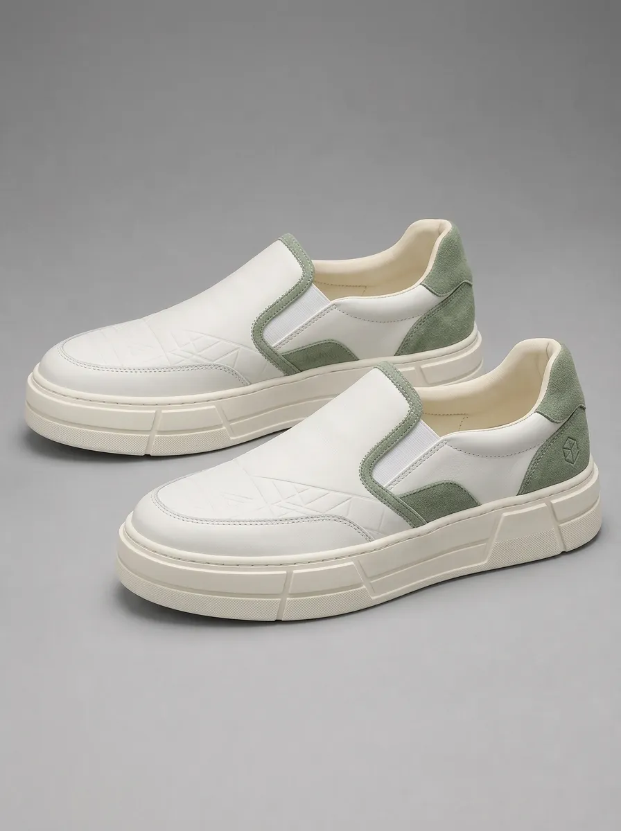 Men's Geometric Pattern Suede Trimmed Skate Shoes