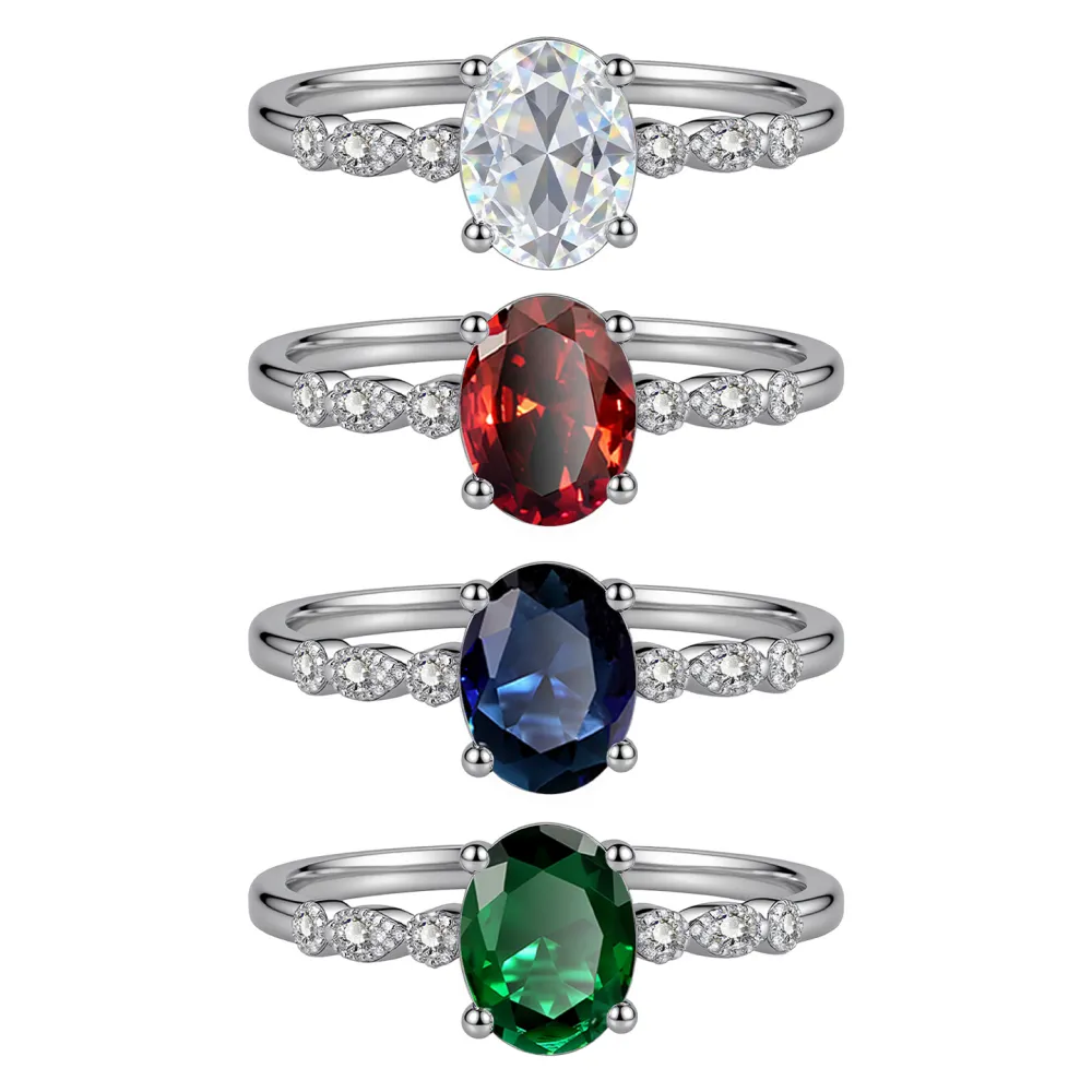 Elegant, delicate, and effortlessly beautiful. This oval gemstone ring features a brilliant faceted center stone surrounded by sparkling accents for a timeless, feminine look.