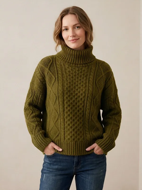 Women's Cable-Knit Turtleneck Sweater