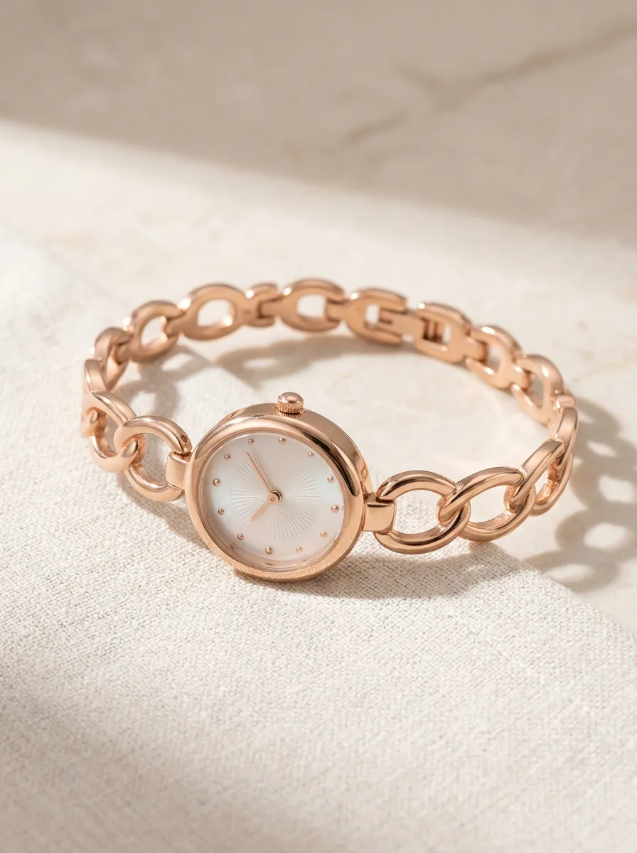 Rose Gold Chain-link Bracelet Watch