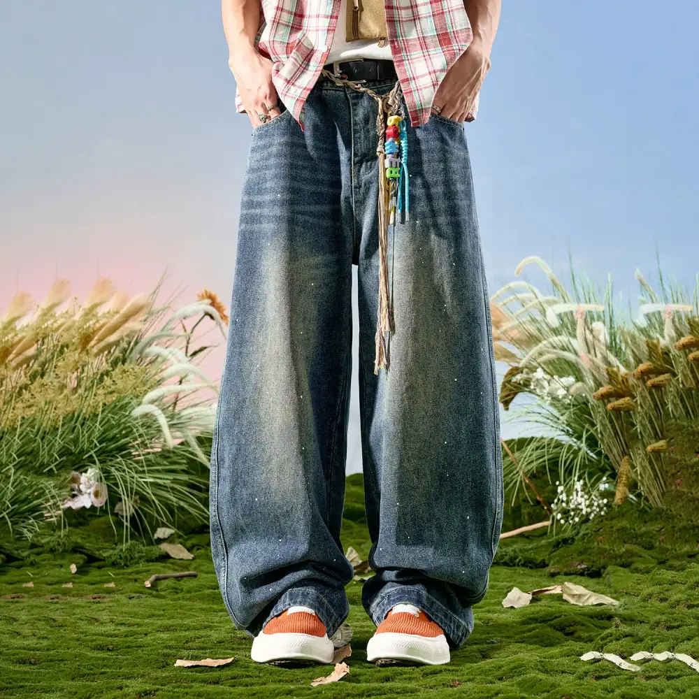 Paint Speckled Ultra Wide Leg Jeans