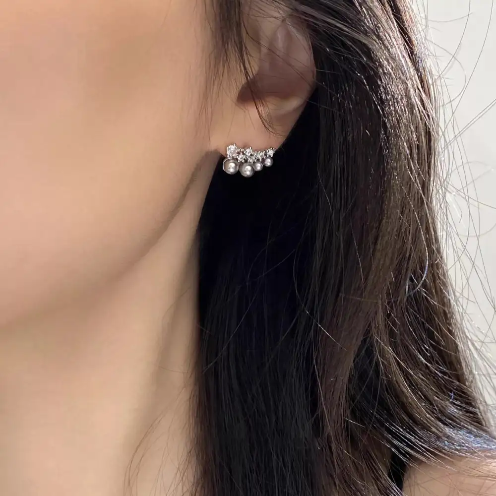 Women's Polished Pearl Cluster Earrings