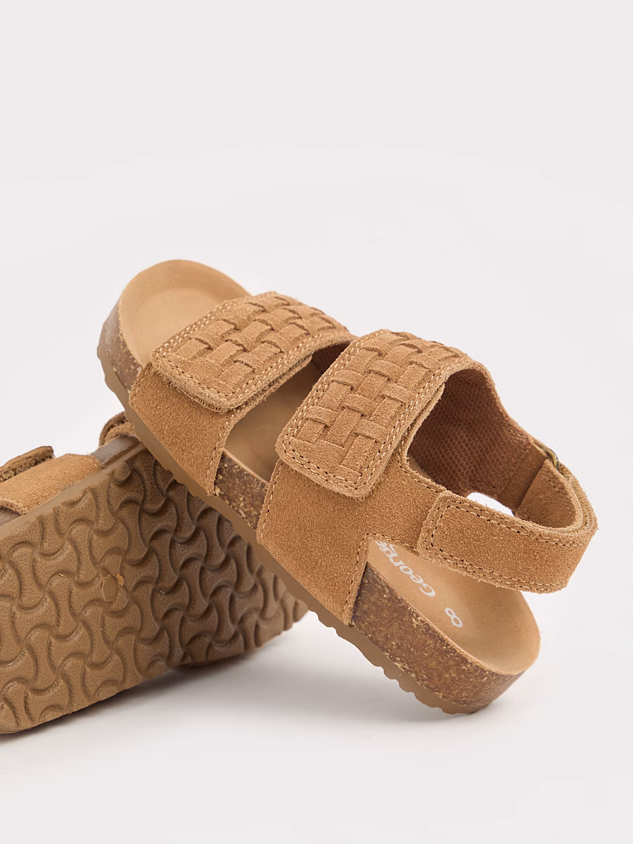 Tan Woven Plaited Double Strap Sandals detail 1