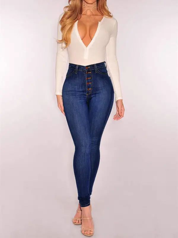 High Waist Skinny Fit Seamed Jeans