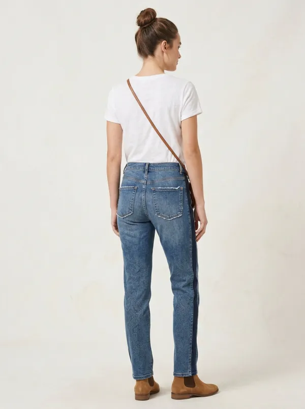 Women's Paisley Pattern Side Stripe Printed Jeans
