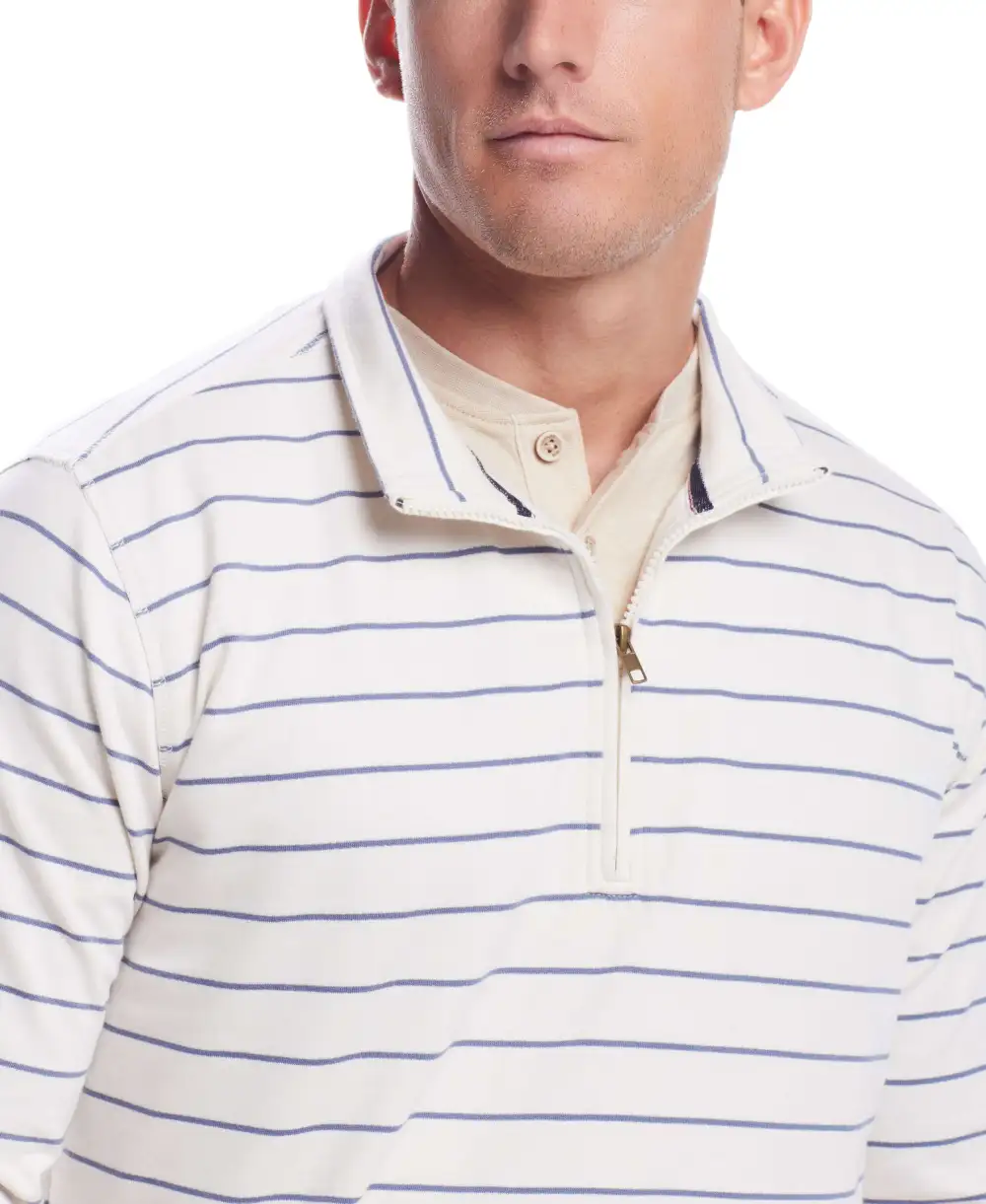 Men's Striped Quarter Zip Sweater