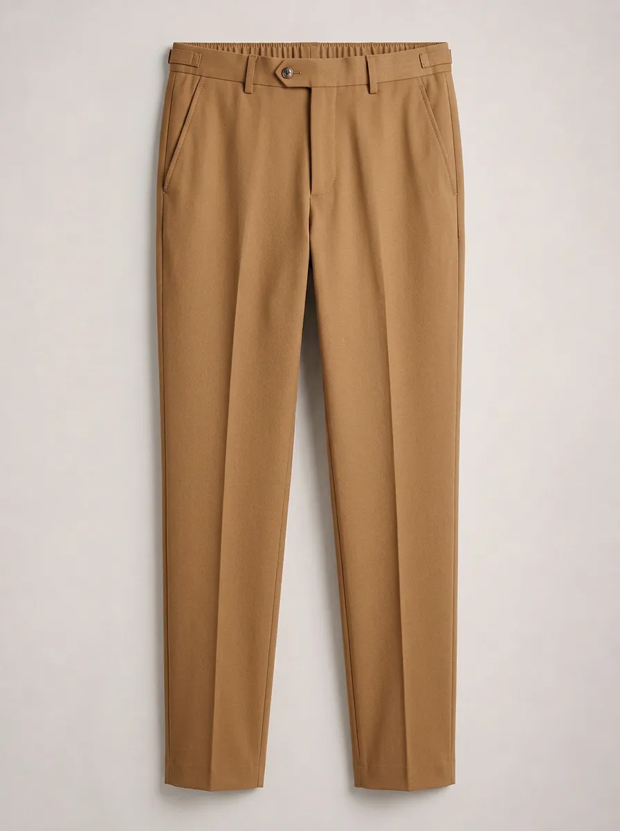 Men's Casual Khaki Elastic Waist Slim Fit Trousers